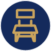 icon of a stylized chair on a dark blue background representing furniture design elements with two possible seating options